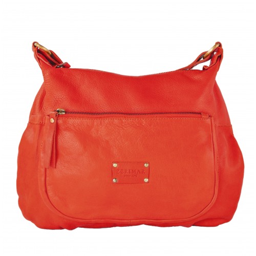 VIKTOR leather bag with strap and multi-zipper 39x29x8 cm