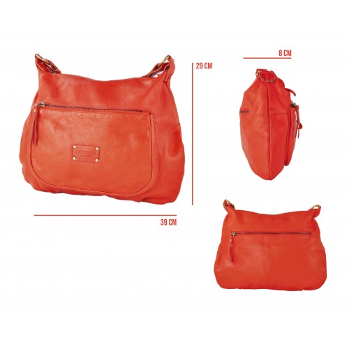 VIKTOR leather bag with strap and multi-zipper 39x29x8 cm