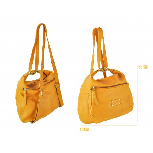 CAITLYN multi-zip leather bag-backpack 40x35x10 cm