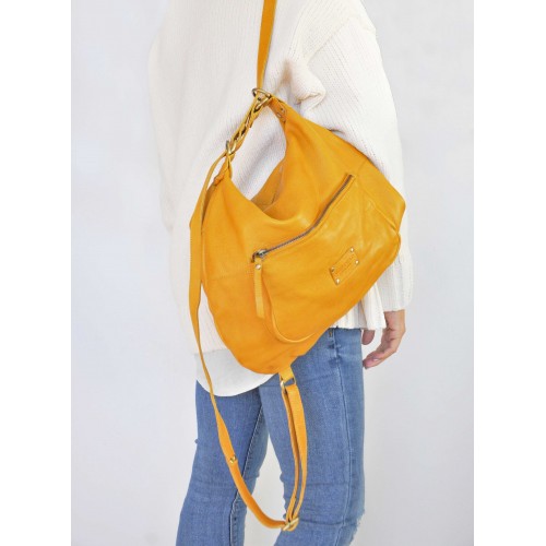 CAITLYN multi-zip leather bag-backpack 40x35x10 cm