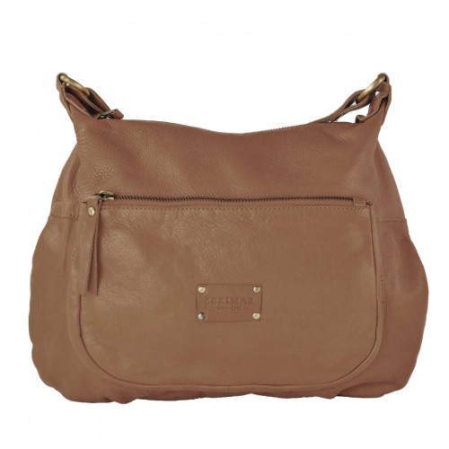 VIKTOR leather bag with strap and multi-zipper 39x29x8 cm