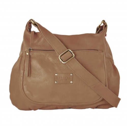 VIKTOR leather bag with strap and multi-zipper 39x29x8 cm