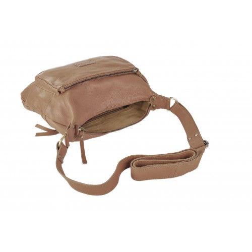 VIKTOR leather bag with strap and multi-zipper 39x29x8 cm