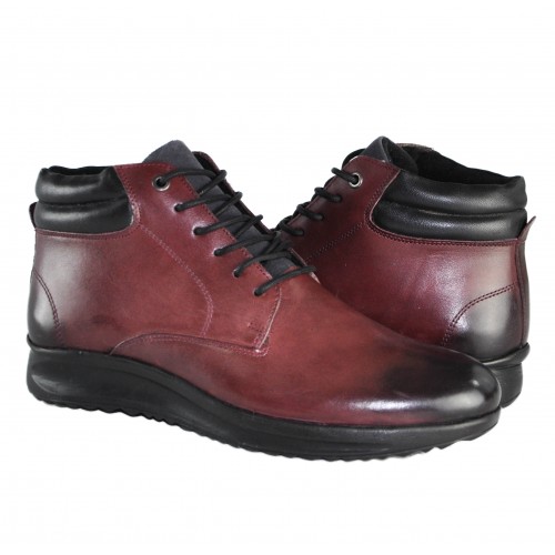 Gradient leather lace-up ankle boots