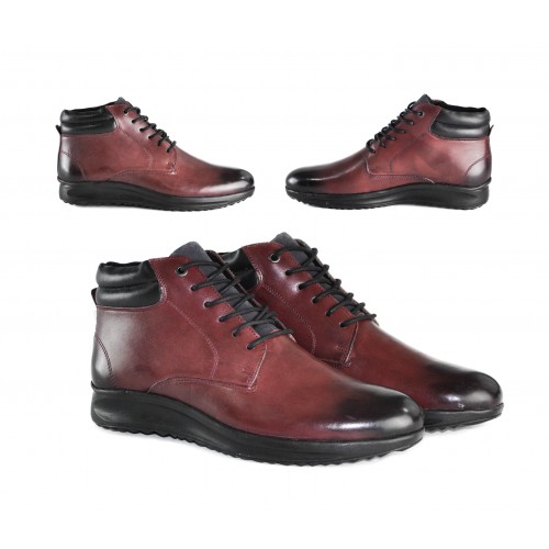 Gradient leather lace-up ankle boots