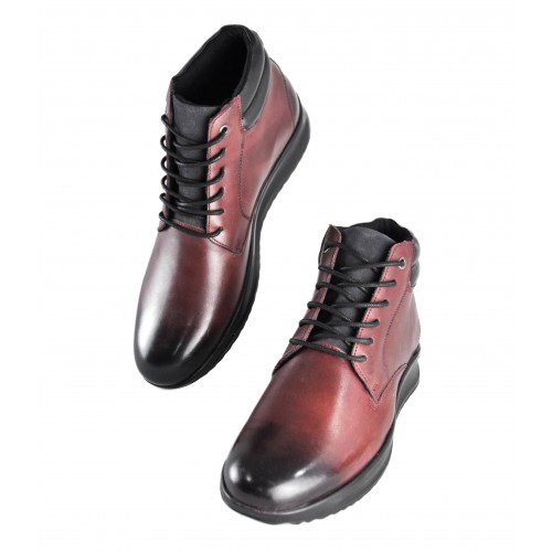 Gradient leather lace-up ankle boots