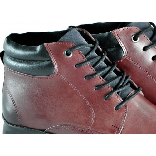 Gradient leather lace-up ankle boots