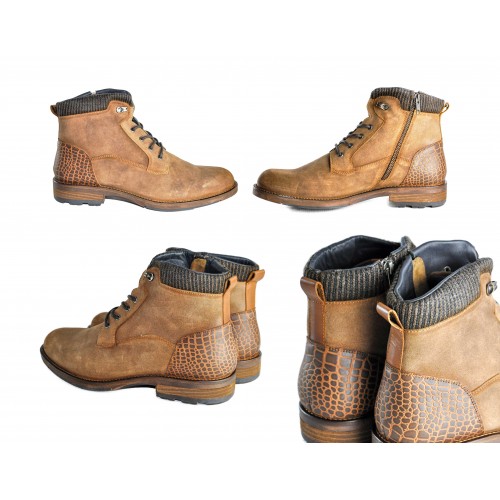 Combi leather boots with zip closure