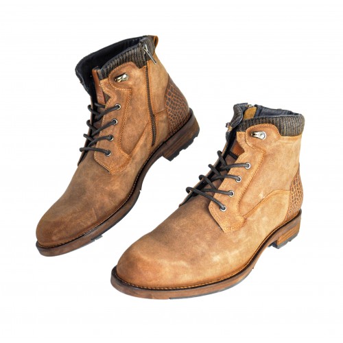 Combi leather boots with zip closure