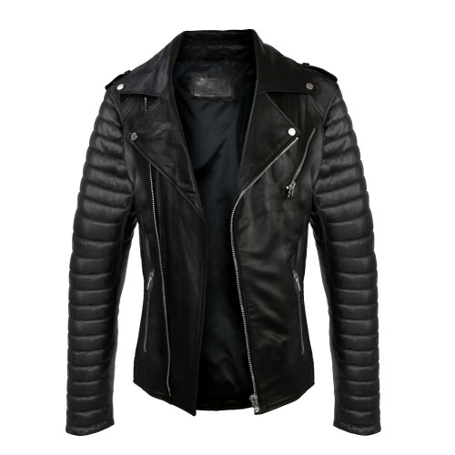 CAPSULA zipper heavy leather jacket