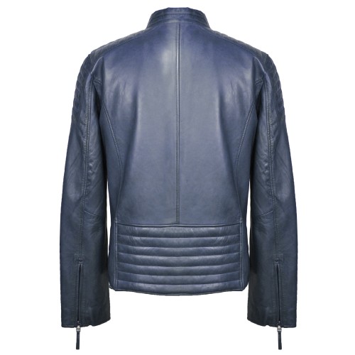 Leather jacket with zippers model GEORGE