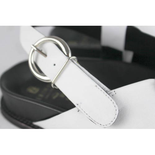Flat leather sandals with buckle model CRUZ