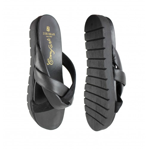 Combi leather flat sandals model TRIADA