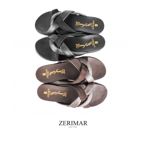 Combi leather flat sandals model TRIADA