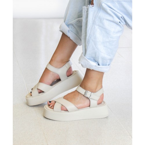 Leather sandals with...