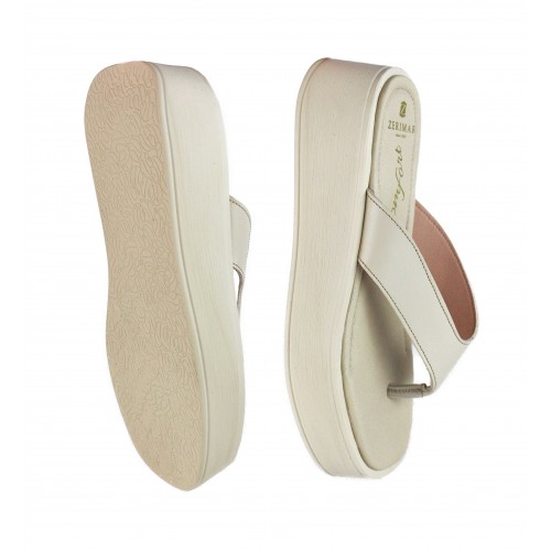 Platform leather flip flops model DMR