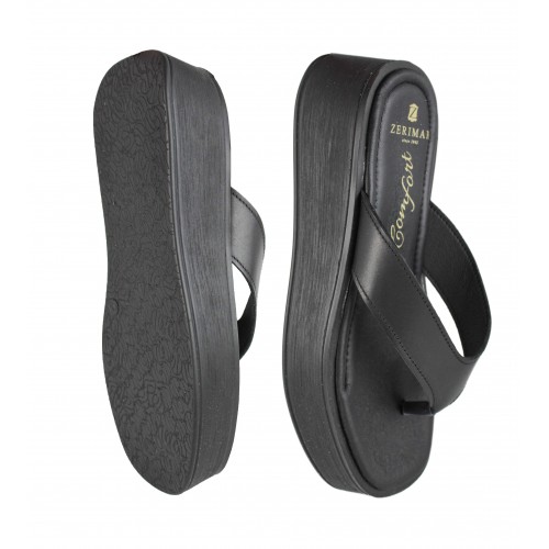 Platform leather flip flops model DMR