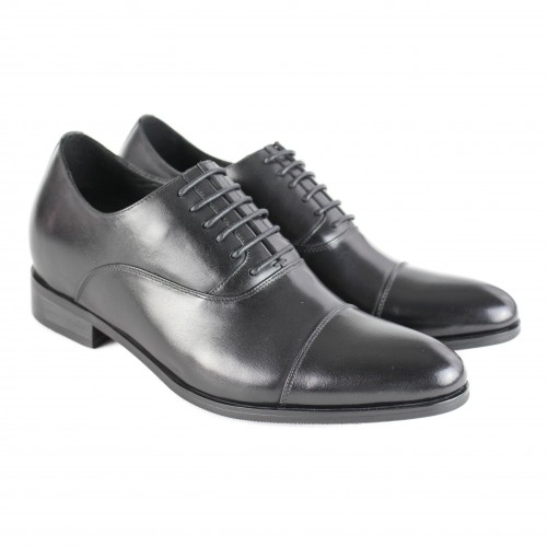 Leather shoes with internal elevators + 7 cm model CONNOR