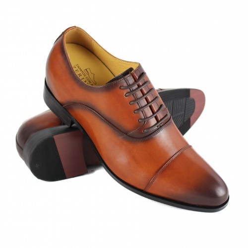 Leather shoes with internal elevators + 7 cm model CONNOR