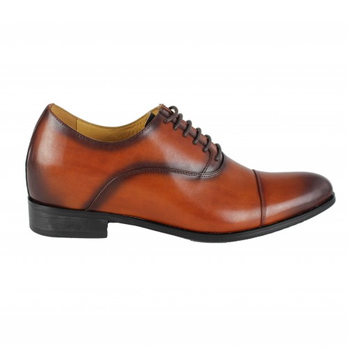 Leather shoes with internal elevators + 7 cm model CONNOR