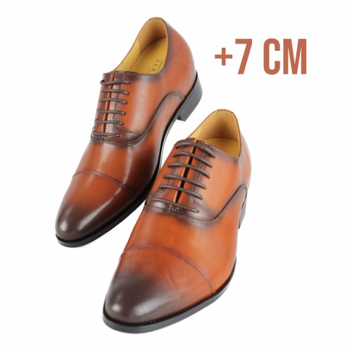 Leather shoes with internal elevators + 7 cm model CONNOR