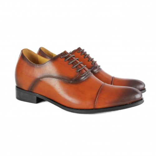Leather shoes with internal elevators + 7 cm model CONNOR