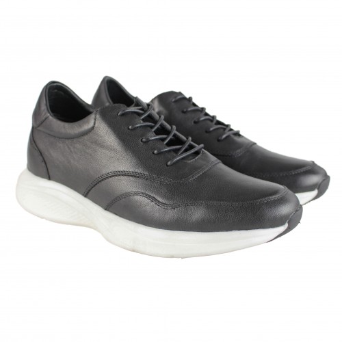 Leather shoes with internal elevators +7 cm model OLVIO