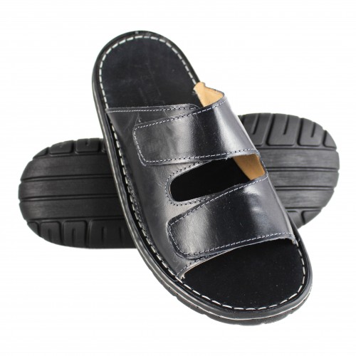 Adjustable leather sandal with velcro model JOUSKA