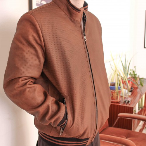 ITALIA model perforated leather jacket