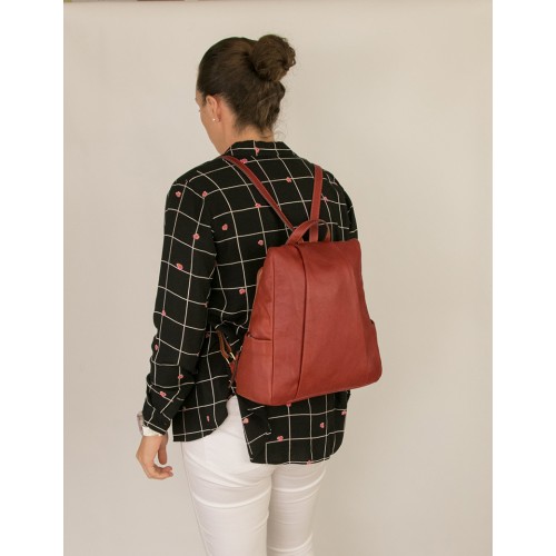 Natural leather backpack with anti-theft back closure Zerimar - 15