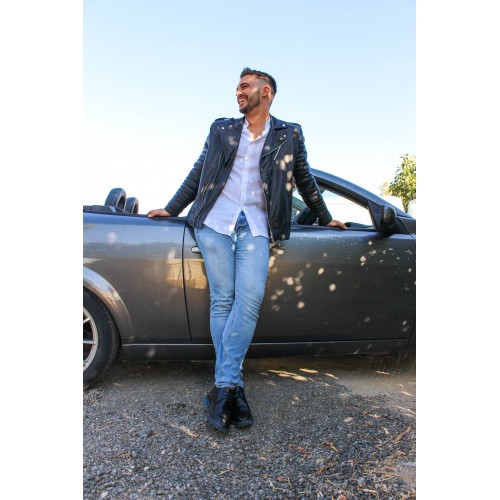 CAPSULA zipper heavy leather jacket