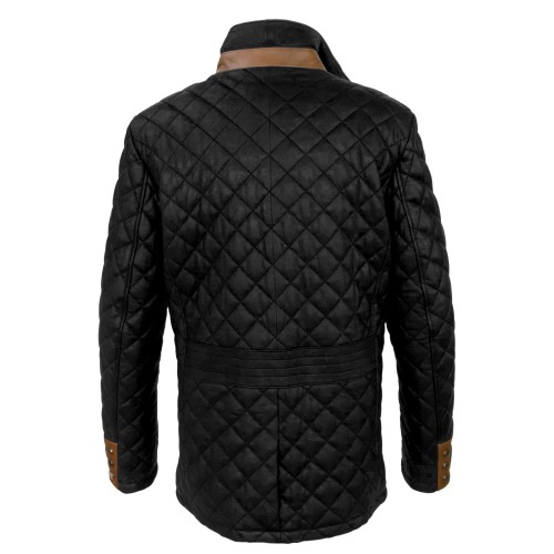 Padded leather jacket with...