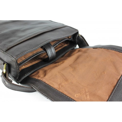 Vintage-style leather crossbody bag with zippers CHAPA