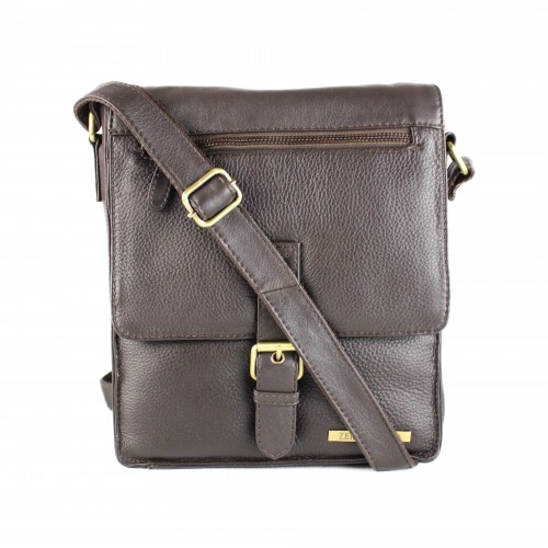 Vintage-style leather crossbody bag with zippers CHAPA