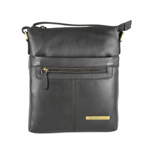 Vintage-style leather crossbody bag 26x22x4 cm NUEZ