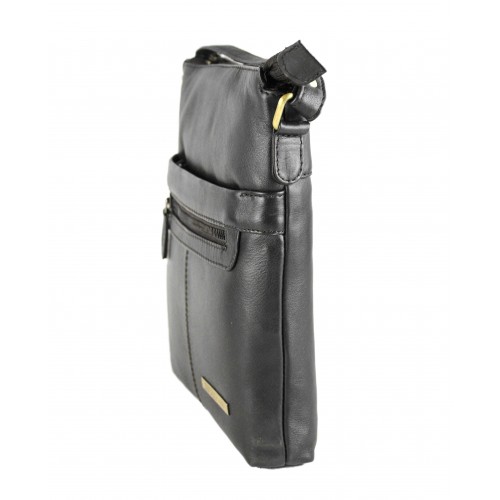 Vintage-style leather crossbody bag 26x22x4 cm NUEZ