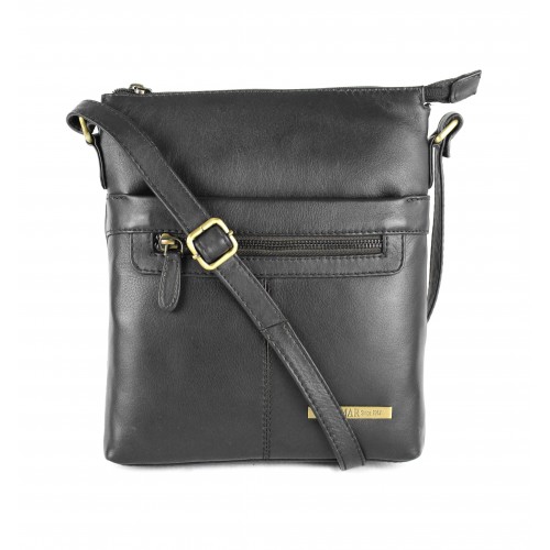 Vintage-style leather crossbody bag 26x22x4 cm NUEZ