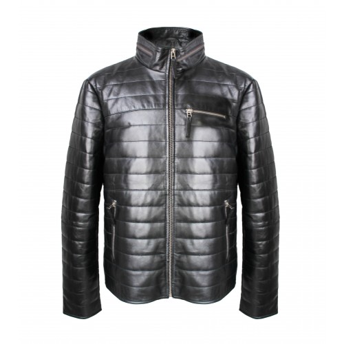 Leather jacket with zipper...