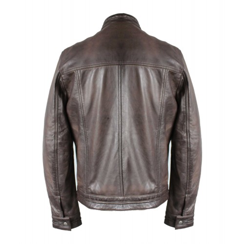 Leather jacket with zippers model CHOCOLATE