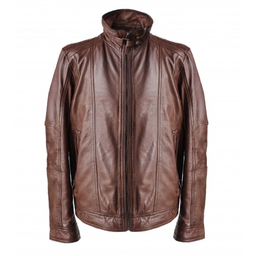 Leather jacket with zipper model SOGA