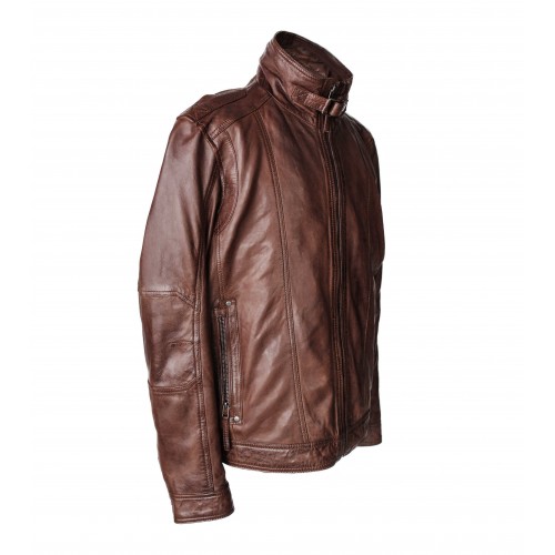 Leather jacket with zipper model SOGA