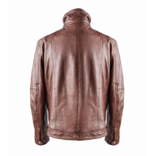 Leather jacket with zipper model SOGA