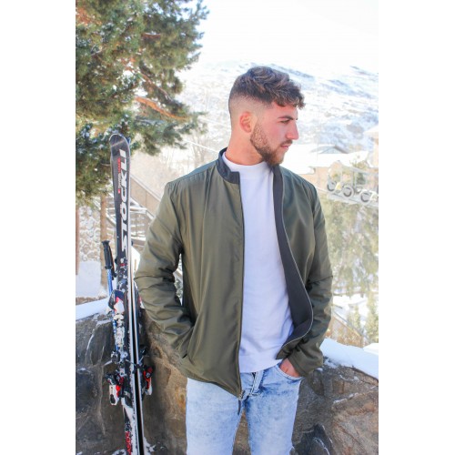Two-tone reversible leather jacket BLUEGREEN