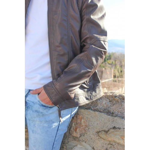 Leather jacket with zipper model SOGA