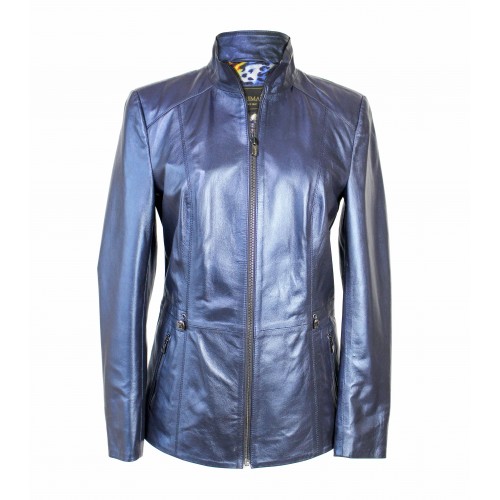Leather jacket with zip, KINLEY model