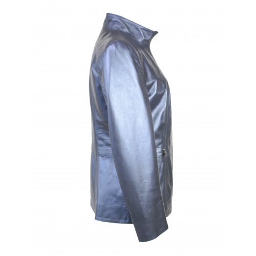 Leather jacket with zip, KINLEY model