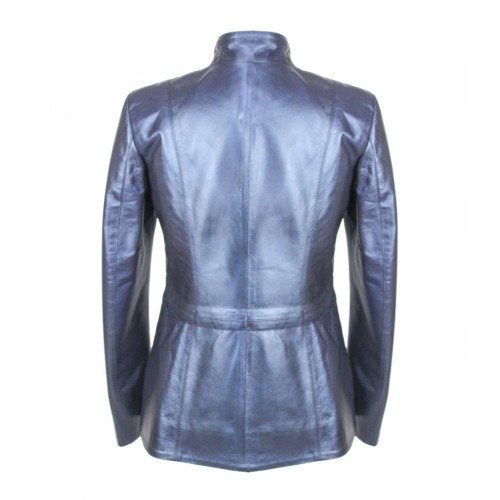 Leather jacket with zip, KINLEY model