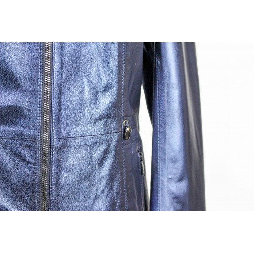 Leather jacket with zip, KINLEY model