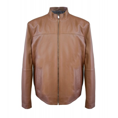 Leather jacket with zipper...