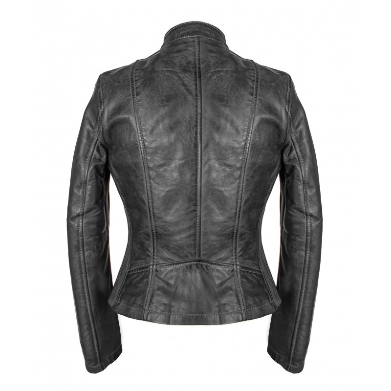 Leather jacket with elastic sides OCHO model